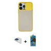 MARSİLYAN™- iPhone 13 Pro Max Kılıf Vadi Çizgi - Siyah 18D Cam Ekran Koruyucu + Pers Alüminyum Kamera Lens - LT