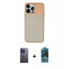 MARSİLYAN™- iPhone 13 Pro Max Kılıf Vadi Çizgi - Siyah 18D Cam Ekran Koruyucu + Mavi Neon Fosforlu Kamera Lens