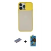 MARSİLYAN™- iPhone 13 Pro Max Kılıf Vadi Çizgi - Siyah 18D Cam Ekran Koruyucu + Renkli Kamera Lens Koruma Cam - PE