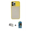 MARSİLYAN™- iPhone 13 Pro Max Kılıf Vadi Çizgi - Siyah 18D Cam Ekran Koruyucu + Rainbow Kamera Lens Koruma Cam - MR