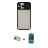 MARSİLYAN™- iPhone 13 Pro Max Kılıf Vadi Çizgi - Siyah 18D Cam Ekran Koruyucu + Rainbow Kamera Lens Koruma Cam - MR