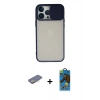 MARSİLYAN™- iPhone 13 Pro Max Kılıf Vadi Çizgi - Siyah 18D Cam Ekran Koruyucu + Renkli Kamera Lens Koruma Cam - SI