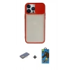 MARSİLYAN™- iPhone 13 Pro Max Kılıf Vadi Çizgi - Siyah 18D Cam Ekran Koruyucu + Renkli Kamera Lens Koruma Cam - SI