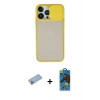 MARSİLYAN™- iPhone 13 Pro Max Kılıf Vadi Çizgi - Siyah 18D Cam Ekran Koruyucu + Shine Kamera Lens Koruma Cam - MI