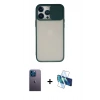 MARSİLYAN™- iPhone 13 Pro Max Kılıf Vadi Çizgi - Siyah 3D Antistatik Cam Ekran Koruyucu + Neon Fosforlu Kamera Lens - MI