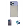 MARSİLYAN™- iPhone 13 Pro Max Kılıf Vadi Çizgi - Siyah 3D Antistatik Cam Ekran Koruyucu + Neon Fosforlu Kamera Lens - MI