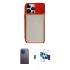 MARSİLYAN™- iPhone 13 Pro Max Kılıf Vadi Çizgi - Siyah 3D Antistatik Cam Ekran Koruyucu + Neon Fosforlu Kamera Lens - MI