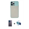 MARSİLYAN™- iPhone 13 Pro Max Kılıf Vadi Çizgi - Siyah 3D Antistatik Cam Ekran Koruyucu + Neon Fosforlu Kamera Lens - MI