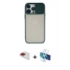 MARSİLYAN™- iPhone 13 Pro Max Kılıf Vadi Çizgi - Siyah 3D Antistatik Cam Ekran Koruyucu + Pers Alüminyum Kamera Lens - KI