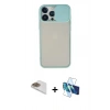 MARSİLYAN™- iPhone 13 Pro Max Kılıf Vadi Çizgi - Siyah 3D Antistatik Cam Ekran Koruyucu + Pers Alüminyum Kamera Lens - GD