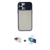 MARSİLYAN™- iPhone 13 Pro Max Kılıf Vadi Çizgi - Siyah 3D Antistatik Cam Ekran Koruyucu + Pers Alüminyum Kamera Lens - KI