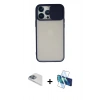 MARSİLYAN™- iPhone 13 Pro Max Kılıf Vadi Çizgi - Siyah 3D Antistatik Cam Ekran Koruyucu + Pers Alüminyum Kamera Lens - SABE