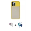 MARSİLYAN™- iPhone 13 Pro Max Kılıf Vadi Çizgi - Siyah 3D Antistatik Cam Ekran Koruyucu + Pers Alüminyum Kamera Lens - GI