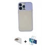 MARSİLYAN™- iPhone 13 Pro Max Kılıf Vadi Çizgi - Siyah 3D Antistatik Cam Ekran Koruyucu + Pers Alüminyum Kamera Lens - GD