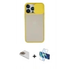 MARSİLYAN™- iPhone 13 Pro Max Kılıf Vadi Çizgi - Siyah 3D Antistatik Cam Ekran Koruyucu + Pers Alüminyum Kamera Lens - GD