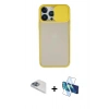 MARSİLYAN™- iPhone 13 Pro Max Kılıf Vadi Çizgi - Siyah 3D Antistatik Cam Ekran Koruyucu + Pers Alüminyum Kamera Lens - SABE