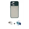 MARSİLYAN™- iPhone 13 Pro Max Kılıf Vadi Çizgi - Siyah 3D Antistatik Cam Ekran Koruyucu + Pers Alüminyum Kamera Lens - GD