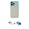 MARSİLYAN™- iPhone 13 Pro Max Kılıf Vadi Çizgi - Siyah 3D Antistatik Cam Ekran Koruyucu + Pers Alüminyum Kamera Lens - SABE