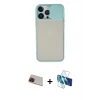 MARSİLYAN™- iPhone 13 Pro Max Kılıf Vadi Çizgi - Siyah 3D Antistatik Cam Ekran Koruyucu + Rainbow Kamera Lens Koruma Cam - KI