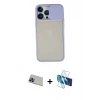 MARSİLYAN™- iPhone 13 Pro Max Kılıf Vadi Çizgi - Siyah 3D Antistatik Cam Ekran Koruyucu + Rainbow Kamera Lens Koruma Cam - MI