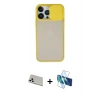 MARSİLYAN™- iPhone 13 Pro Max Kılıf Vadi Çizgi - Siyah 3D Antistatik Cam Ekran Koruyucu + Rainbow Kamera Lens Koruma Cam - BZ
