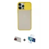 MARSİLYAN™- iPhone 13 Pro Max Kılıf Vadi Çizgi - Siyah 3D Antistatik Cam Ekran Koruyucu + Rainbow Kamera Lens Koruma Cam - KI