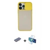 MARSİLYAN™- iPhone 13 Pro Max Kılıf Vadi Çizgi - Siyah 3D Antistatik Cam Ekran Koruyucu + Renkli Kamera Lens Koruma Cam - MI