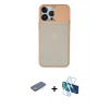 MARSİLYAN™- iPhone 13 Pro Max Kılıf Vadi Çizgi - Siyah 3D Antistatik Cam Ekran Koruyucu + Renkli Kamera Lens Koruma Cam - YL