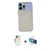 MARSİLYAN™- iPhone 13 Pro Max Kılıf Vadi Çizgi - Siyah 3D Antistatik Cam Ekran Koruyucu + Shine Kamera Lens - GD