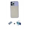 MARSİLYAN™- iPhone 13 Pro Max Kılıf Vadi Çizgi - Siyah 3D Antistatik Cam Ekran Koruyucu + Shine Kamera Lens Koruma Cam - PE