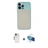 MARSİLYAN™- iPhone 13 Pro Max Kılıf Vadi Çizgi - Siyah 3D Antistatik Cam Ekran Koruyucu + Shine Kamera Lens - GD