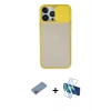 MARSİLYAN™- iPhone 13 Pro Max Kılıf Vadi Çizgi - Siyah 3D Antistatik Cam Ekran Koruyucu + Shine Kamera Lens Koruma Cam - PE