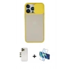 MARSİLYAN™- iPhone 13 Pro Max Kılıf Vadi Çizgi - Siyah 3D Antistatik Cam Ekran Koruyucu + Shine Kamera Lens - GD