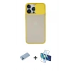 MARSİLYAN™- iPhone 13 Pro Max Kılıf Vadi Çizgi - Siyah 3D Antistatik Cam Ekran Koruyucu + Shine Kamera Lens Koruma Cam - MI