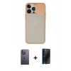 MARSİLYAN™- iPhone 13 Pro Max Kılıf Vadi Çizgi - Siyah 3D Antistatik Hayalet Cam Ekran Koruyucu + Neon Fosforlu Kamera Lens - BZ