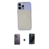 MARSİLYAN™- iPhone 13 Pro Max Kılıf Vadi Çizgi - Siyah 3D Antistatik Hayalet Cam Ekran Koruyucu + Neon Fosforlu Kamera Lens - BZ