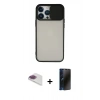 MARSİLYAN™- iPhone 13 Pro Max Kılıf Vadi Çizgi - Siyah 3D Antistatik Hayalet Cam Ekran Koruyucu + Pers Alüminyum Kamera Lens - GI