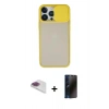 MARSİLYAN™- iPhone 13 Pro Max Kılıf Vadi Çizgi - Siyah 3D Antistatik Hayalet Cam Ekran Koruyucu + Pers Alüminyum Kamera Lens - GI