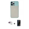 MARSİLYAN™- iPhone 13 Pro Max Kılıf Vadi Çizgi - Siyah 3D Antistatik Hayalet Cam Ekran Koruyucu + Pers Alüminyum Kamera Lens - GI