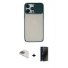 MARSİLYAN™- iPhone 13 Pro Max Kılıf Vadi Çizgi - Siyah 3D Antistatik Hayalet Cam Ekran Koruyucu + Pers Alüminyum Kamera Lens - GD
