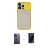 MARSİLYAN™- iPhone 13 Pro Max Kılıf Vadi Çizgi - Siyah 3D Antistatik Hayalet Cam Ekran Koruyucu + Neon Fosforlu Kamera Lens - MI