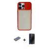MARSİLYAN™- iPhone 13 Pro Max Kılıf Vadi Çizgi - Siyah 3D Antistatik Hayalet Cam Ekran Koruyucu + Renkli Kamera Lens Koruma Cam - PE