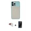 MARSİLYAN™- iPhone 13 Pro Max Kılıf Vadi Çizgi - Siyah 3D Antistatik Hayalet Cam Ekran Koruyucu + Pers Alüminyum Kamera Lens - KI