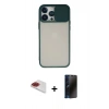 MARSİLYAN™- iPhone 13 Pro Max Kılıf Vadi Çizgi - Siyah 3D Antistatik Hayalet Cam Ekran Koruyucu + Pers Alüminyum Kamera Lens - KI