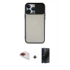 MARSİLYAN™- iPhone 13 Pro Max Kılıf Vadi Çizgi - Siyah 3D Antistatik Hayalet Cam Ekran Koruyucu + Pers Alüminyum Kamera Lens - KI