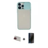 MARSİLYAN™- iPhone 13 Pro Max Kılıf Vadi Çizgi - Siyah 3D Antistatik Hayalet Cam Ekran Koruyucu + Rainbow Kamera Lens Koruma Cam - KI