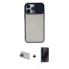 MARSİLYAN™- iPhone 13 Pro Max Kılıf Vadi Çizgi - Siyah 3D Antistatik Hayalet Cam Ekran Koruyucu + Rainbow Kamera Lens Koruma Cam - MI
