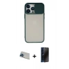 MARSİLYAN™- iPhone 13 Pro Max Kılıf Vadi Çizgi - Siyah 3D Antistatik Hayalet Cam Ekran Koruyucu + Rainbow Kamera Lens Koruma Cam - MI