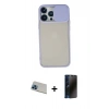 MARSİLYAN™- iPhone 13 Pro Max Kılıf Vadi Çizgi - Siyah 3D Antistatik Hayalet Cam Ekran Koruyucu + Rainbow Kamera Lens Koruma Cam - MI