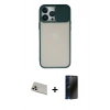 MARSİLYAN™- iPhone 13 Pro Max Kılıf Vadi Çizgi - Siyah 3D Antistatik Hayalet Cam Ekran Koruyucu + Rainbow Kamera Lens Koruma Cam - REGD